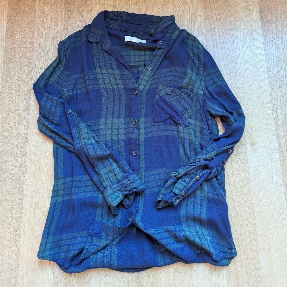 Thread & Supply Navy and Forest Plaid Shirt